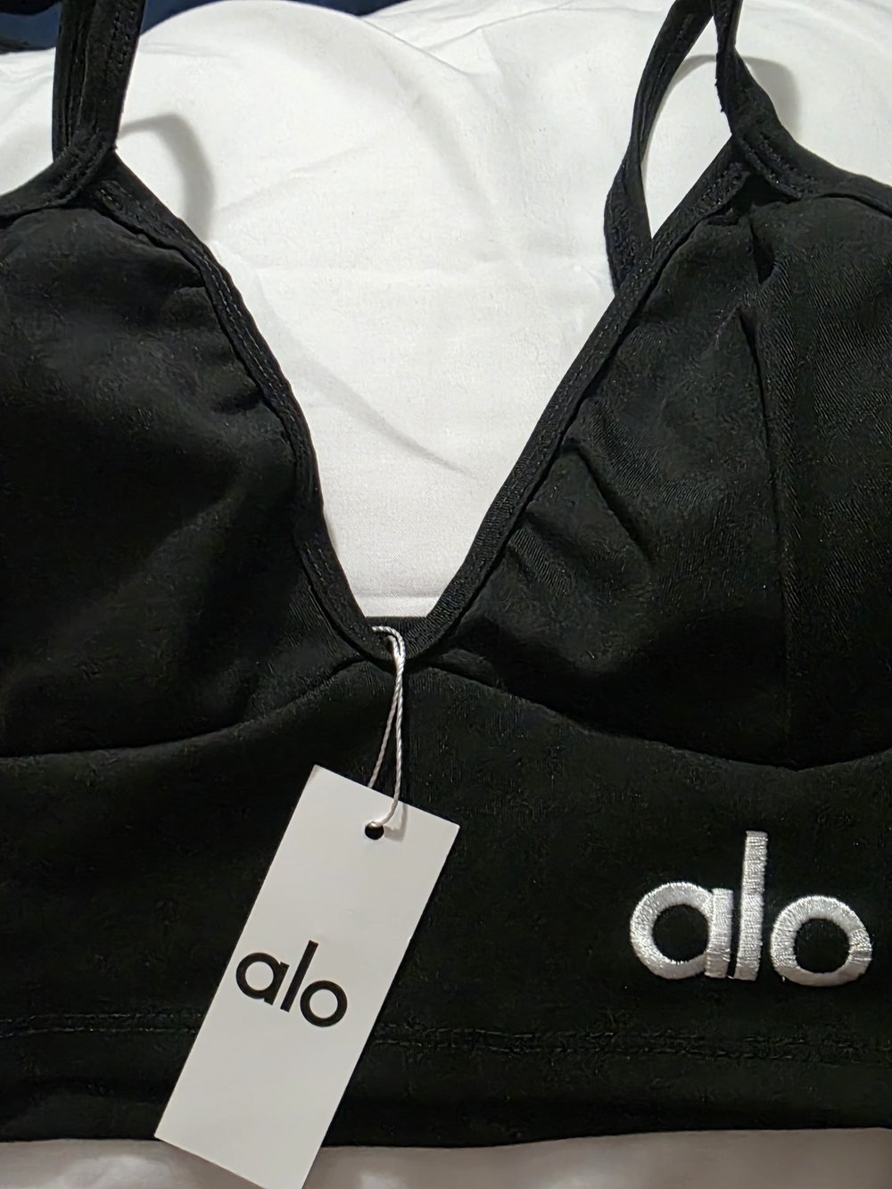 Yoga Black Sports Bra with Embroidered Logo